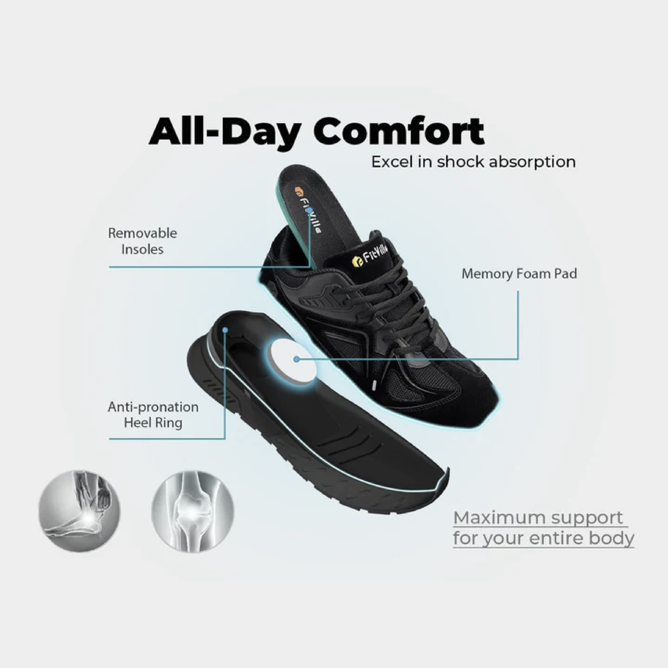 FitVille Men's Rebound Core Walking Shoes - Image 5